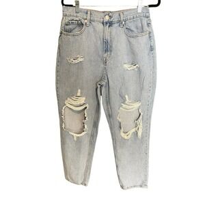 Aeropostale Mom Jeans Womens Size 10 Blue Denim Light Wash Holes Distressed